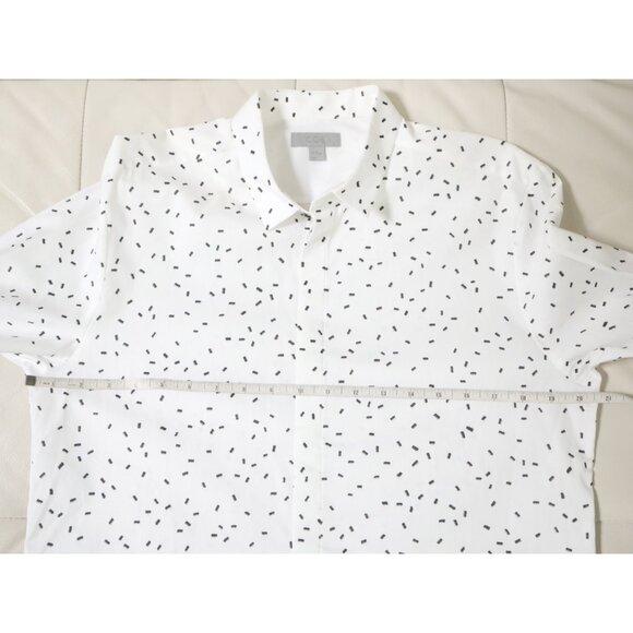 COS Men's Black on White Confetti Long Sleeve Button Down Shirt - Picture 5 of 7